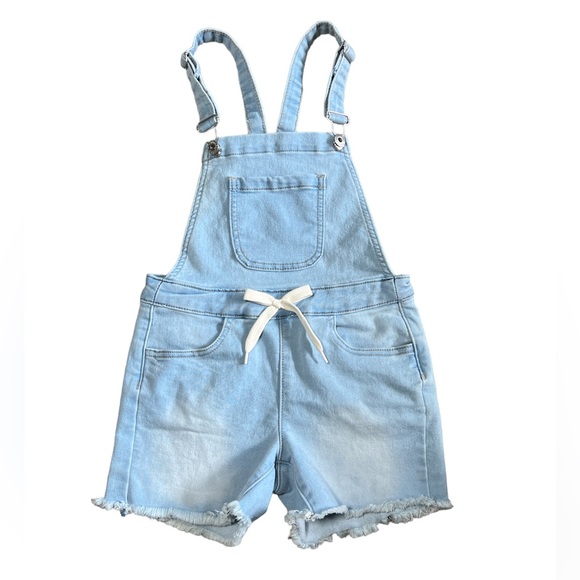 YMI Kids Stretchy Frayed Hem Denim‎ Overall Shorts Sz. S (Girls) - Picture 1 of 11